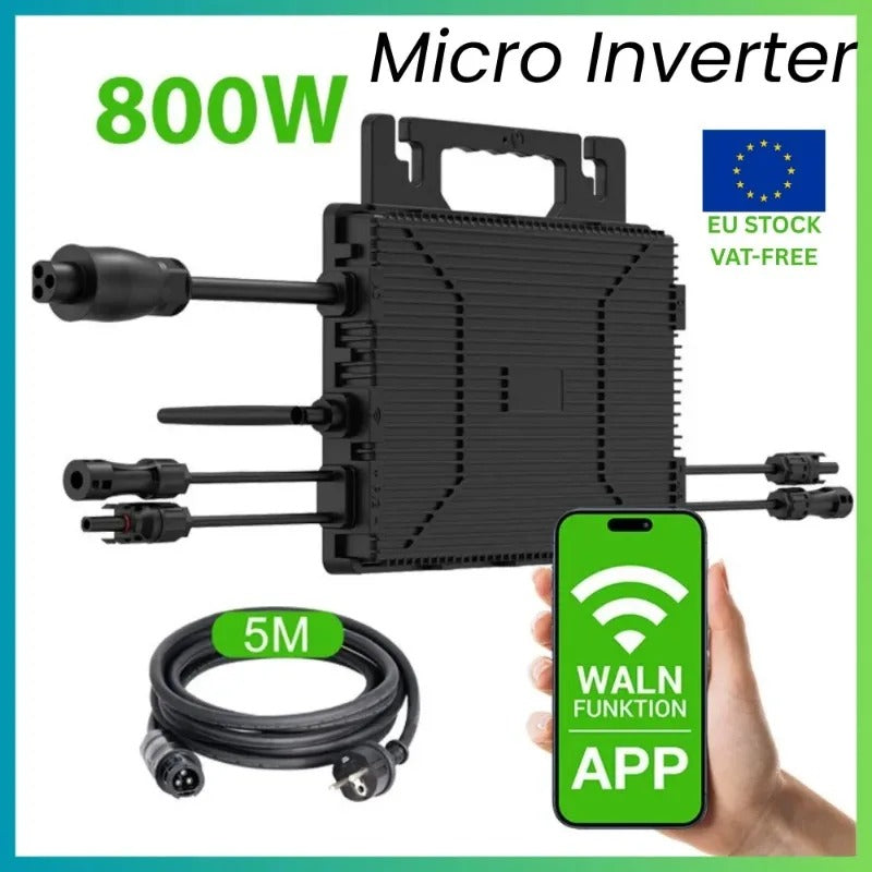 Shelfsun 800W Grid-Tie Micro Inverter | 2×MPPT, 230V AC, WiFi Monitoring, IP67, VDE4105 & EN50549 Certified