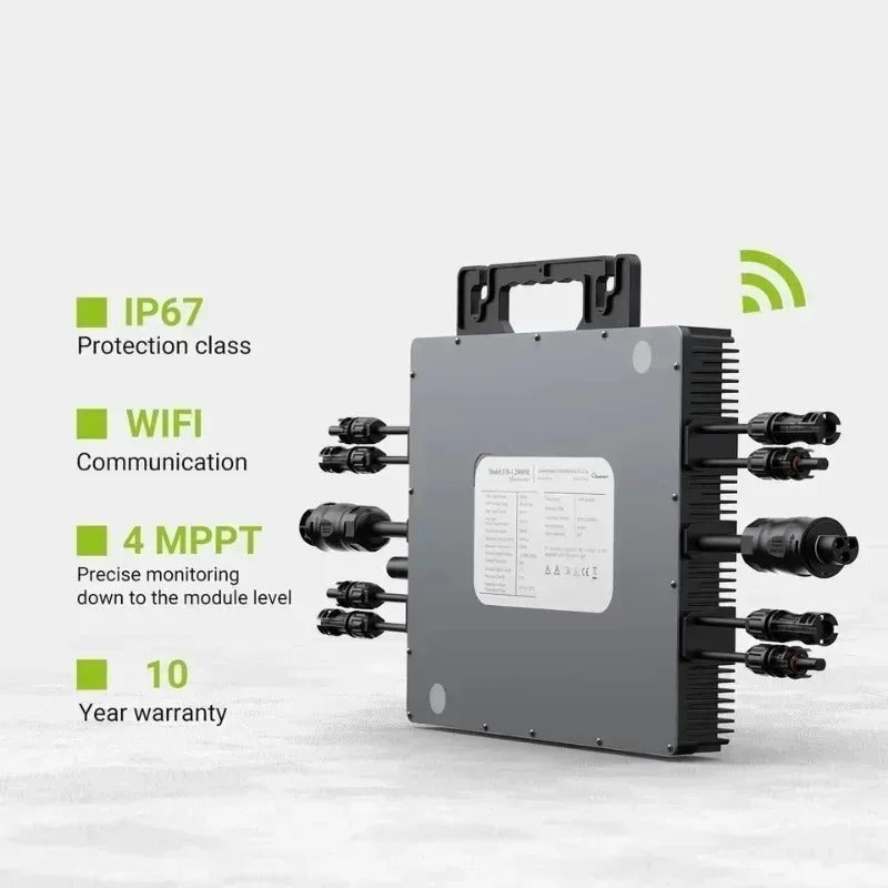Shelfsun 2000W Grid-Tie Micro Inverter | 4×MPPT, 230V 50Hz, Built-in WiFi, IP67, Plug & Play
