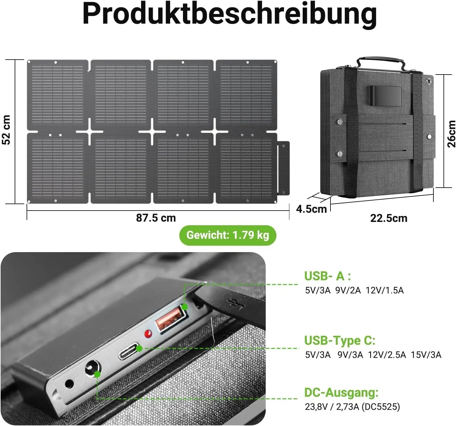 Shelfsun 60W Foldable Solar Panel | IP67 Portable Charger with Adjustable Stand, for Camping & Power Banks