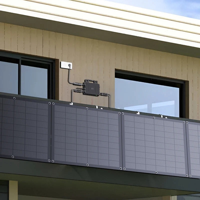 Shelfsun 800W Balcony Solar System | 4 × 200W Flexible Panels + 800W Micro Inverter, Plug & Play with WiFi Monitoring