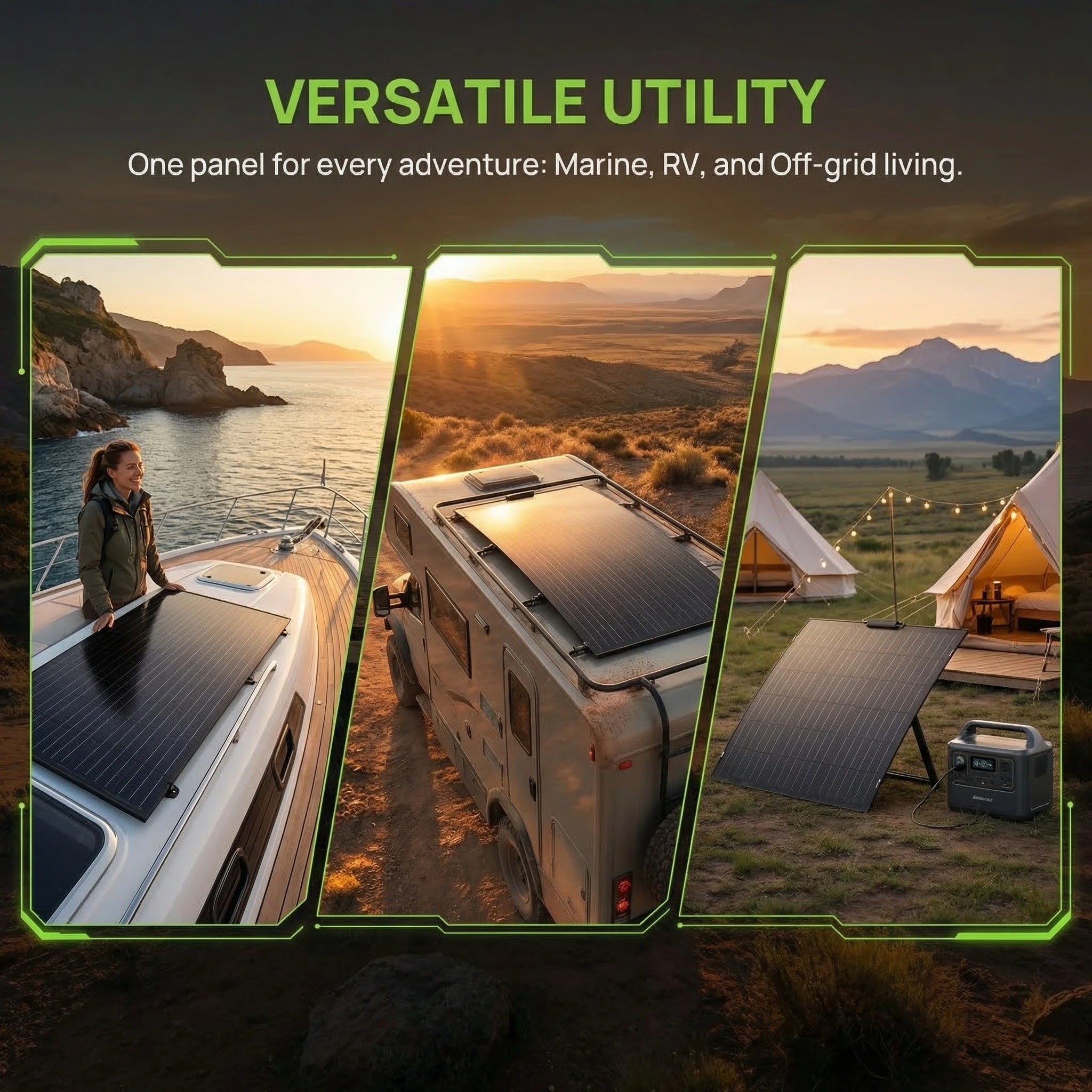 Shelfsun Flexible Solar Panel Kit | 2 × 120W / 4 × 120W, ETFE IP67, 2mm Ultra-Thin, 18.6% Mono